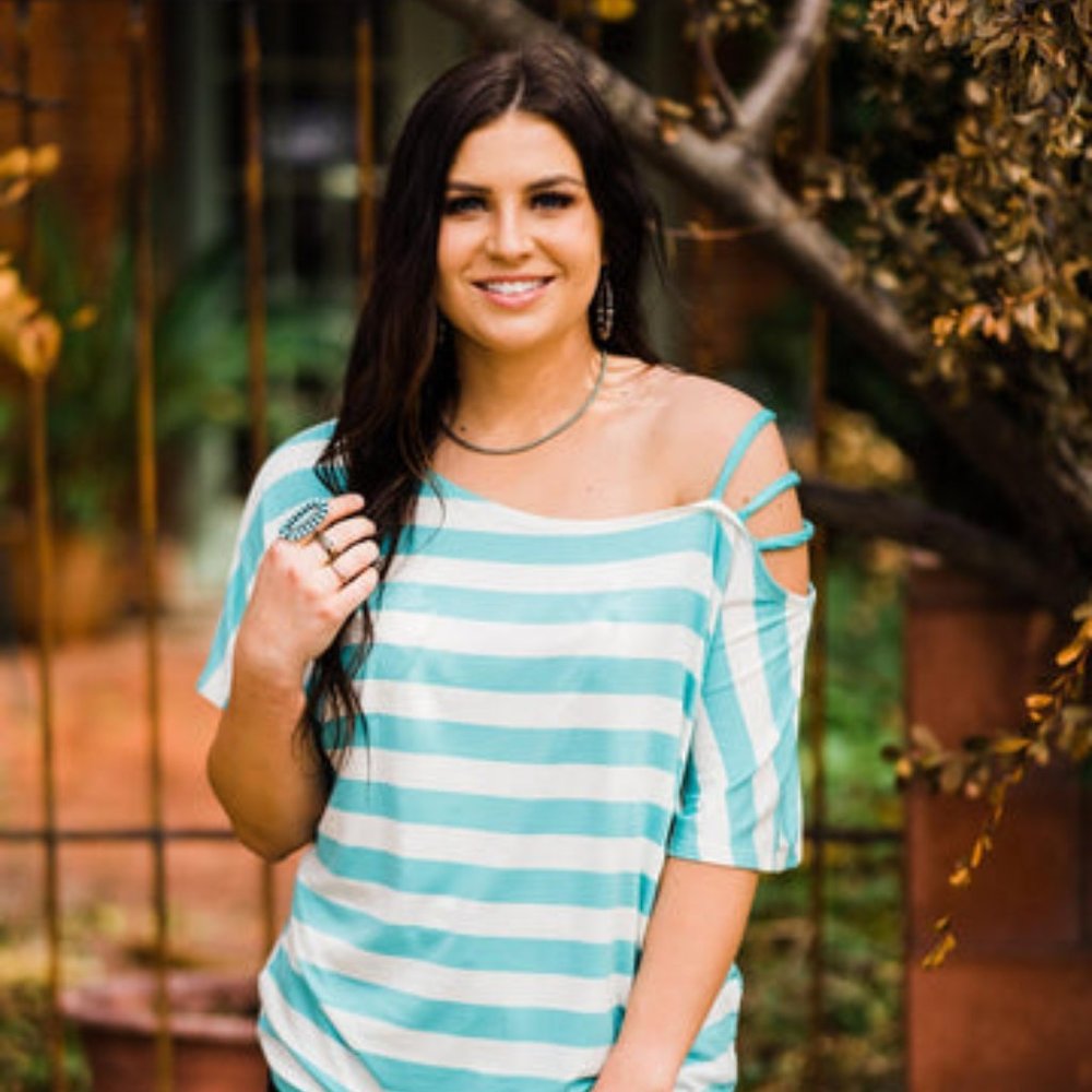 All For Her Stripe Knit Mint/Ivory Top